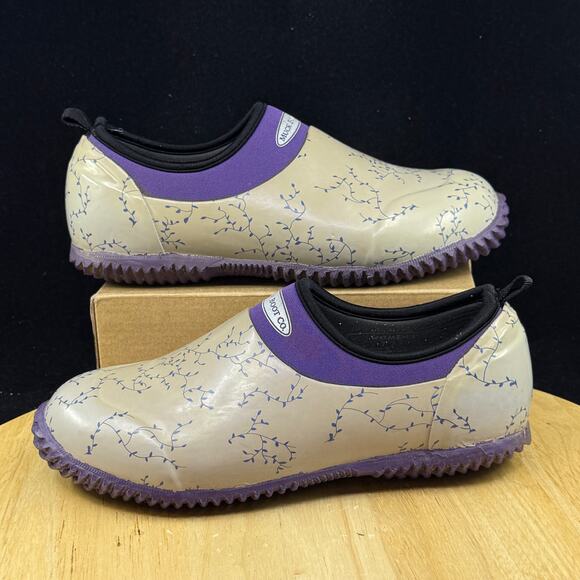 Muck Boot Company Low Cut Beige/ Purple Waterproof Rain Clog Women’s Size 7 - Picture 1 of 7
